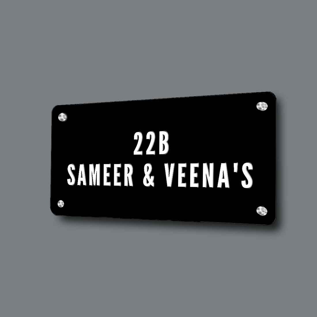 Personalised Metal Name Board for Door Entrance House Flats - Couple Name