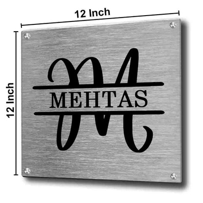 Custom Monogram Stainless Steel Name Board for Home Office Flats