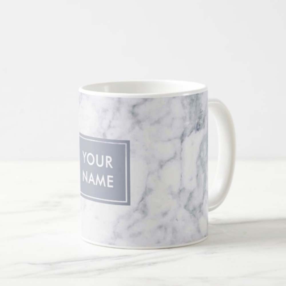 Personalized Coffee Travel Mugs - White Marble Nutcase