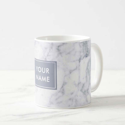 Personalized Coffee Travel Mugs - White Marble Nutcase