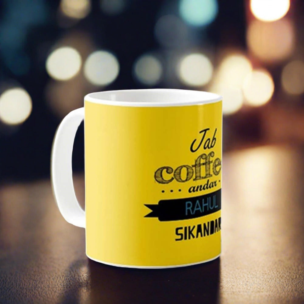 Personalised Tea Coffee Cups - Sikandar Yellow Nutcase