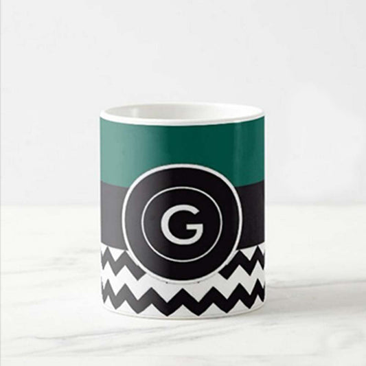 Cutom White Ceramic Mugs - Green Black Strip Nutcase