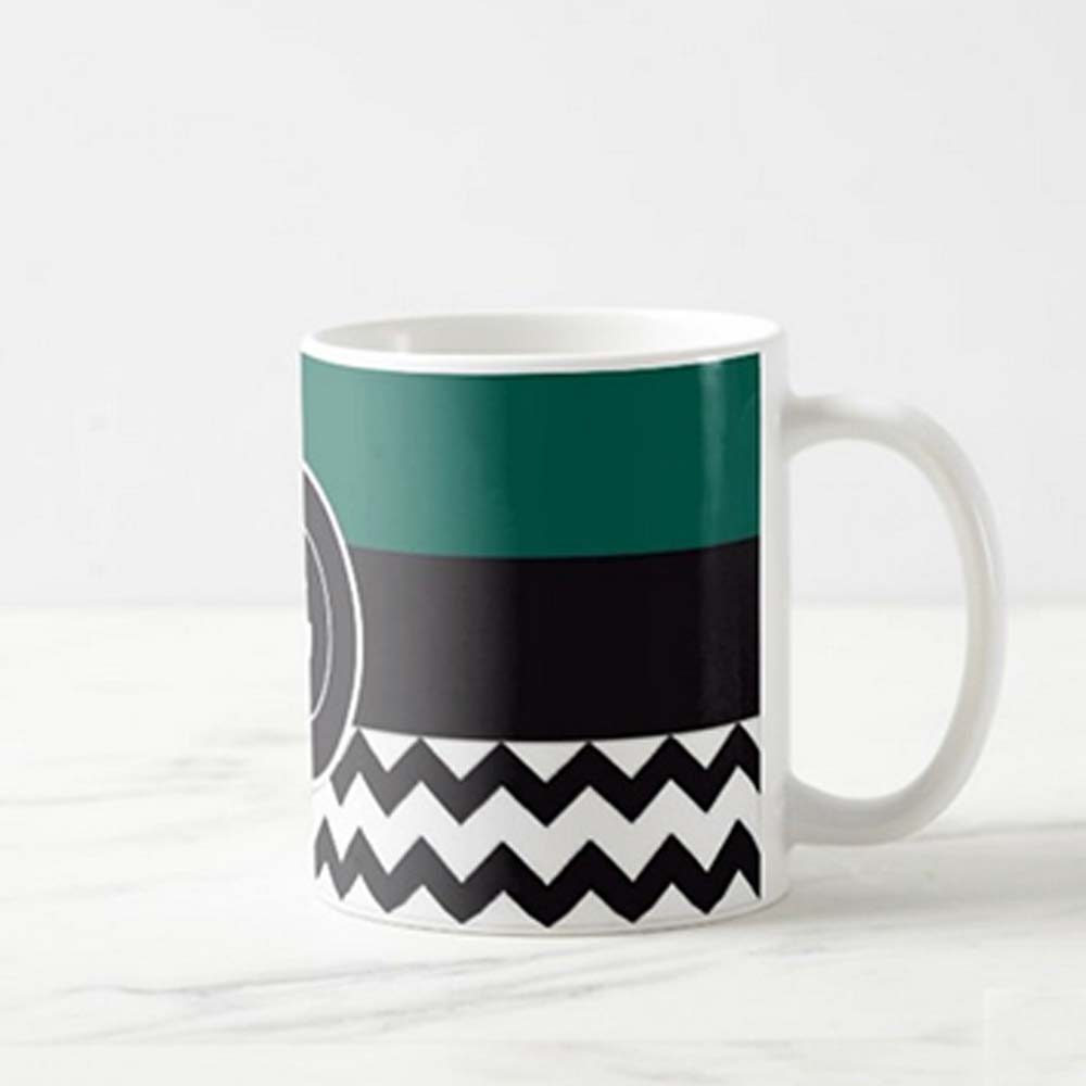 Cutom White Ceramic Mugs - Green Black Strip Nutcase