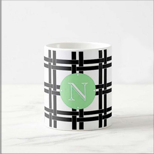 Personalized Cute Mugs - Checks Green Nutcase