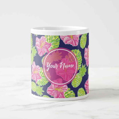 Custom Mug Printing - Pineapple Pink Floral Nutcase