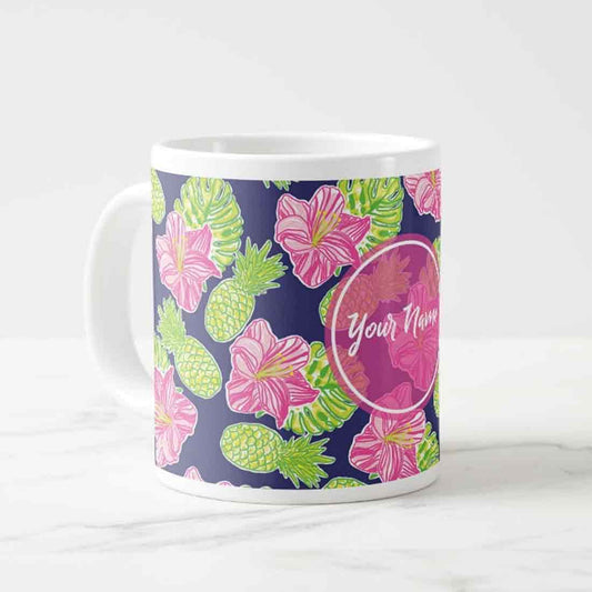 Custom Mug Printing - Pineapple Pink Floral Nutcase