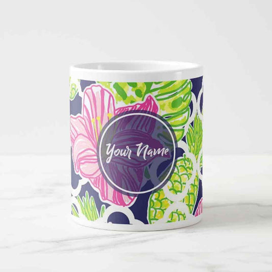 Personalized Coffee Cups - Blue Floral Nutcase