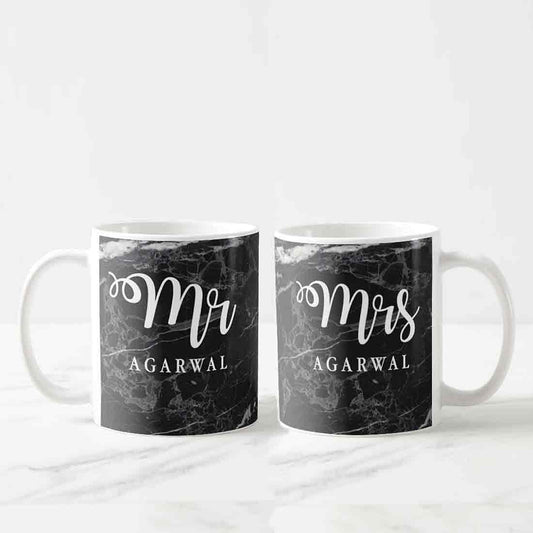 Personalized Mugs For Anniversary - Mr & Mrs Black Marble Nutcase