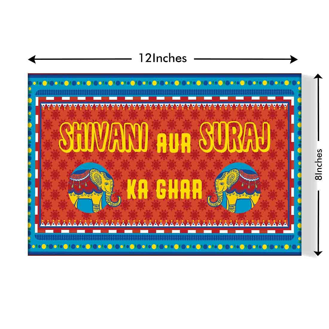 Quirky Unique Name Plate For Home  - Indian Kitsch Art Blue Nutcase