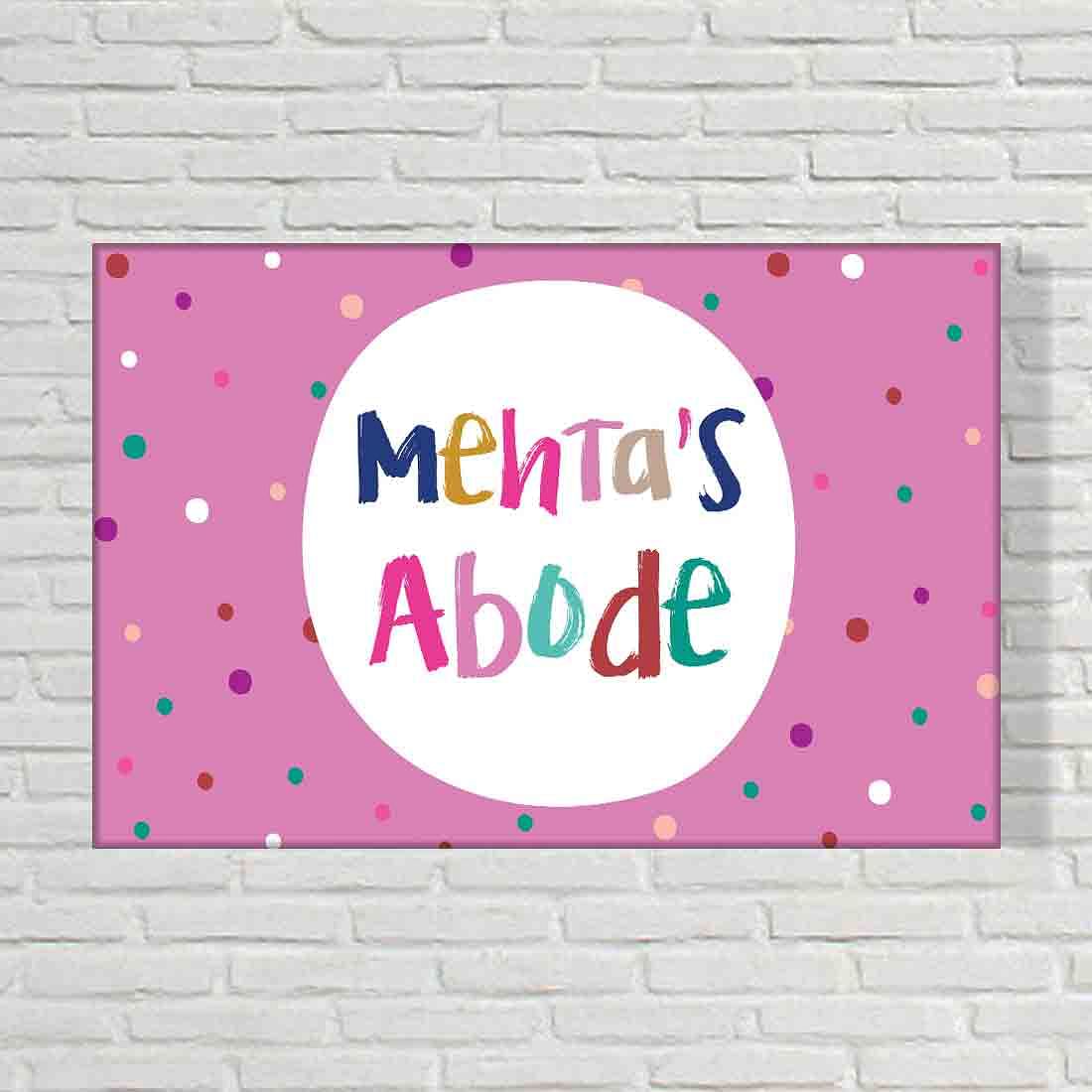 Cute Personalized Door Name Plate - Multi-color Dots Pink Nutcase