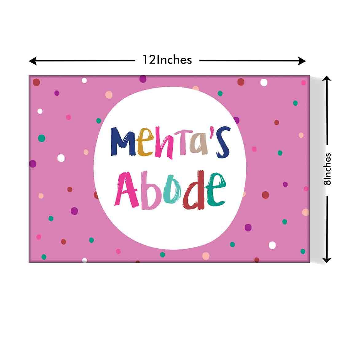 Cute Personalized Door Name Plate - Multi-color Dots Pink Nutcase