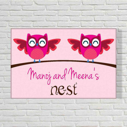 Funny Custom-Made Door Name Plate - Cute Birds Nutcase