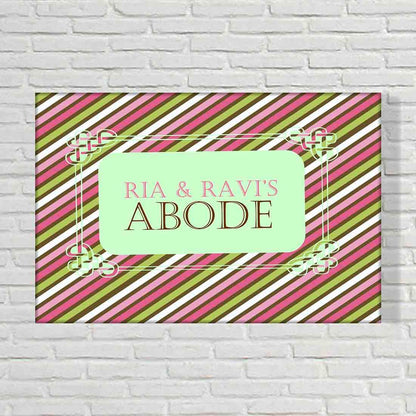 Customized Creative Door Nameplate - Pink Green Lines Nutcase