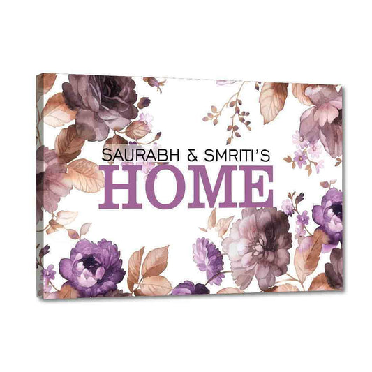 Customized Floral Door Nameplate - Purple Roses Nutcase