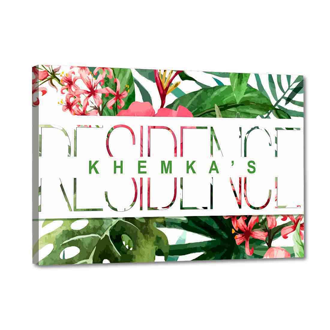 Personalized Door Name Plate - Monstera Leaves Nutcase