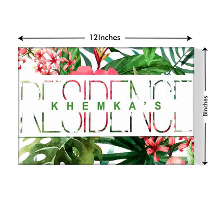 Personalized Door Name Plate - Monstera Leaves Nutcase