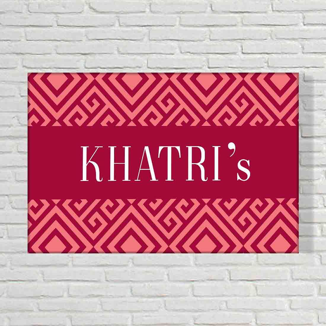 Classy Custom-Made Door Name Plate - Square Lines Red Nutcase