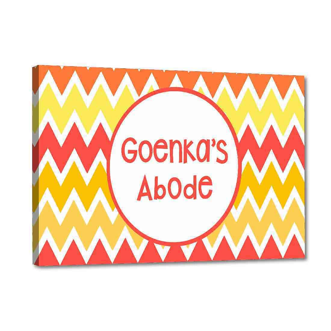 Cool Custom-Made Door Name Plate - Orange Yellow Zig-Zag Lines Nutcase