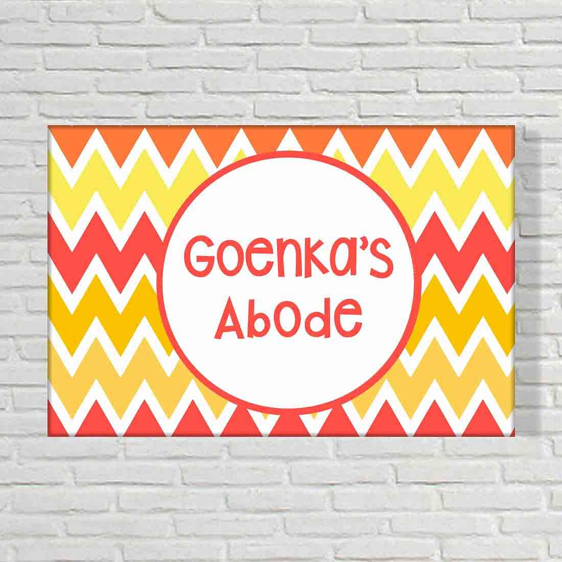 Cool Custom-Made Door Name Plate - Orange Yellow Zig-Zag Lines Nutcase