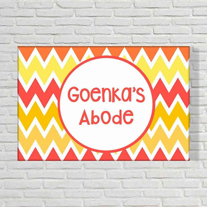 Cool Custom-Made Door Name Plate - Orange Yellow Zig-Zag Lines Nutcase