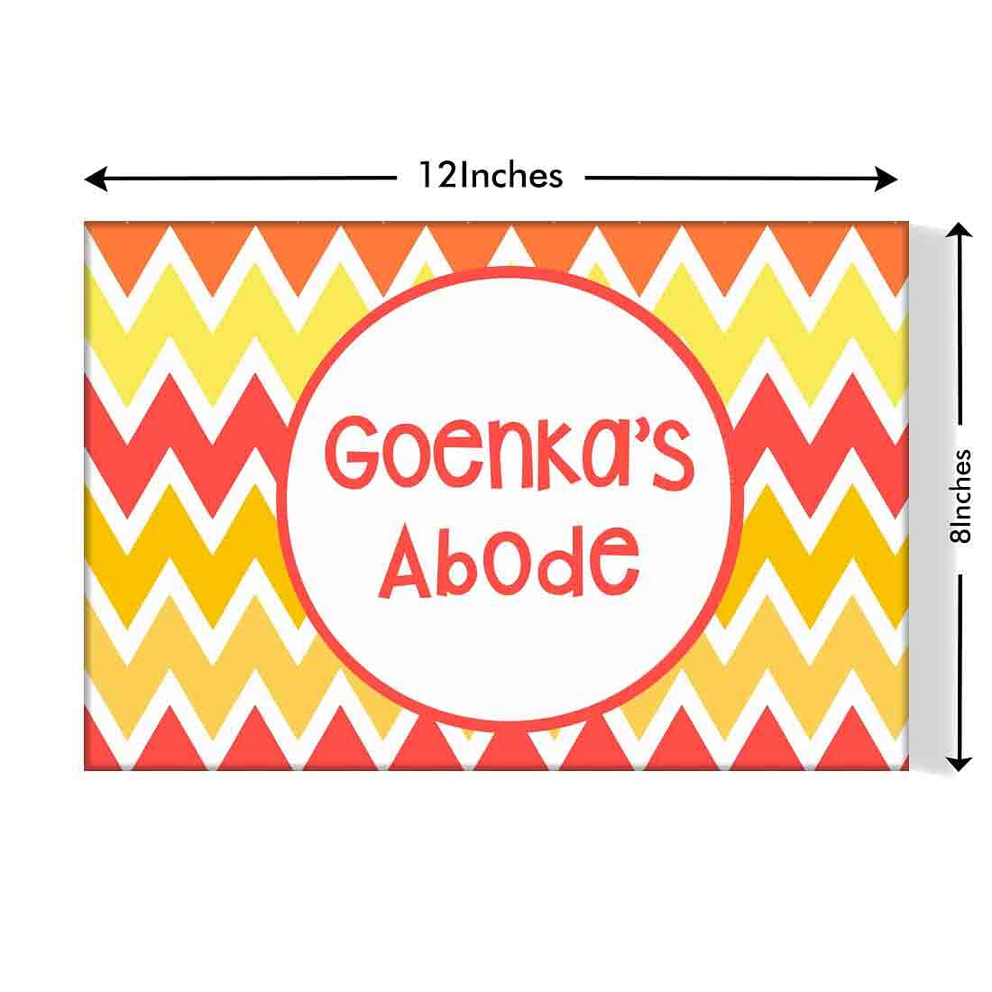 Cool Custom-Made Door Name Plate - Orange Yellow Zig-Zag Lines Nutcase