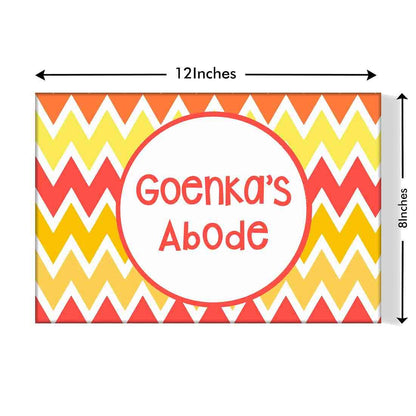 Cool Custom-Made Door Name Plate - Orange Yellow Zig-Zag Lines Nutcase