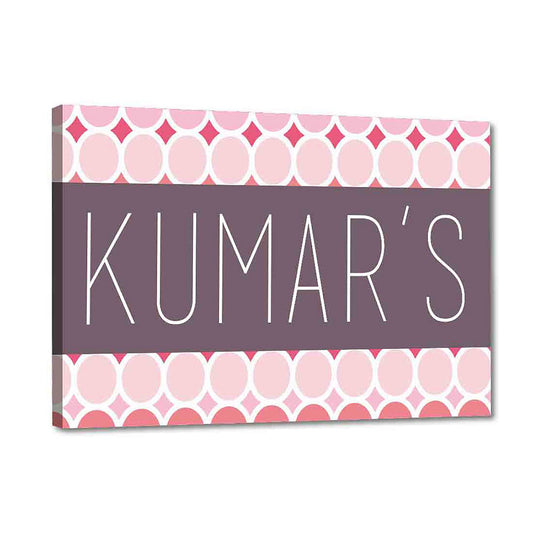 Personalized Home Door Name Plate - Pink Circles Nutcase