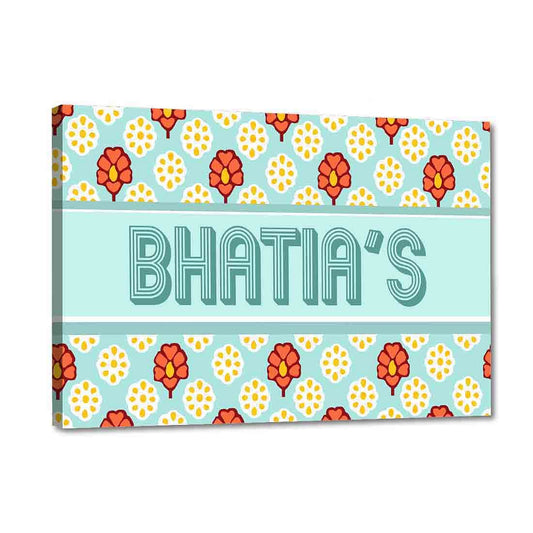 Custom-Made House Door Name Plate - Cute Orange Flowers Nutcase