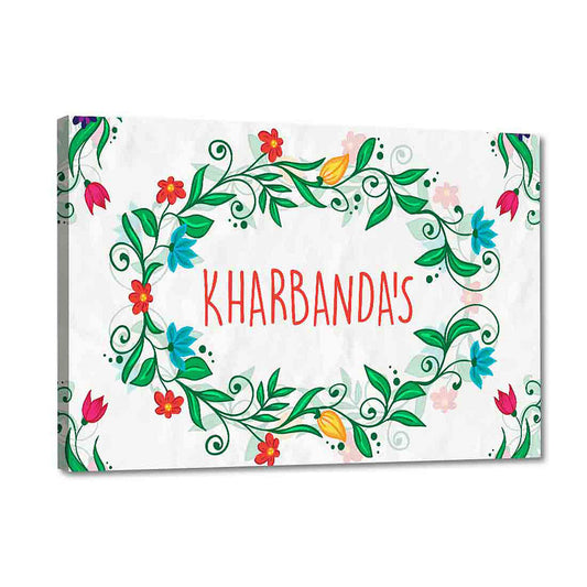 Classy Personalized Door Name Plate - Wreath Flower Nutcase