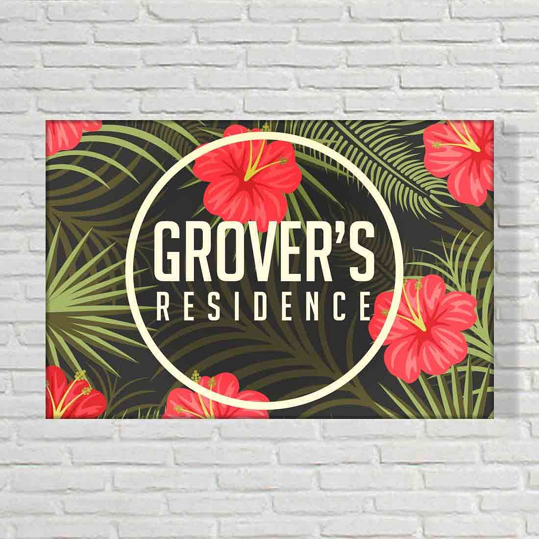 Beautiful Customized Door Name Plate - Hibiscus Leaves Nutcase