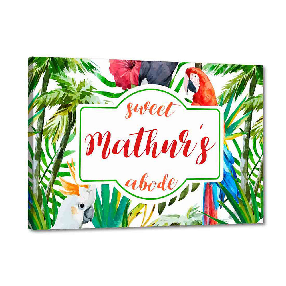 Beautiful Customized Door Name Plate - Parrot on Branches Nutcase