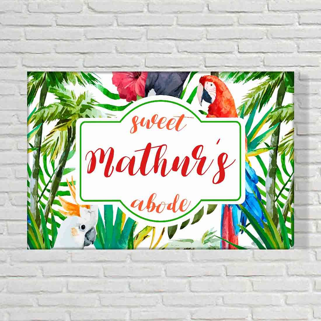 Beautiful Customized Door Name Plate - Parrot on Branches Nutcase