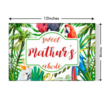 Beautiful Customized Door Name Plate - Parrot on Branches Nutcase