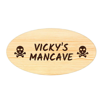 Funny Door Signs for Home Personalized Wooden Nameplate - Man Cave