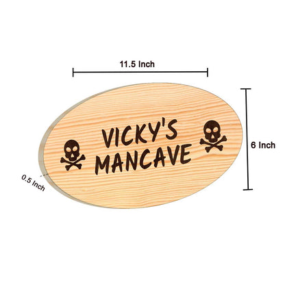 Funny Door Signs for Home Personalized Wooden Nameplate - Man Cave