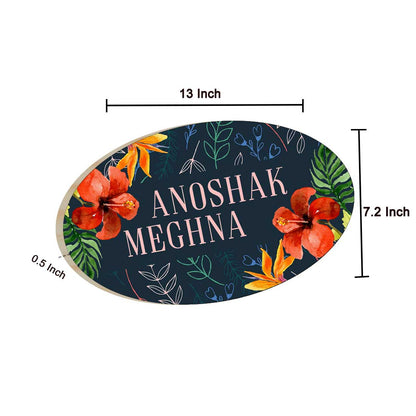 Custom Door Name Plate for House Cafes Bungalow - Flower Petals and Leaf