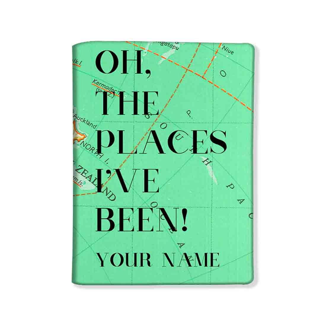 Fancy Personalized Passport Cover -  Oh The Places I've Been Green Nutcase