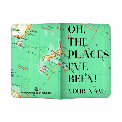 Fancy Personalized Passport Cover -  Oh The Places I've Been Green Nutcase