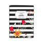 Customized Passport Holder - Red Folwers With Black Strips Nutcase