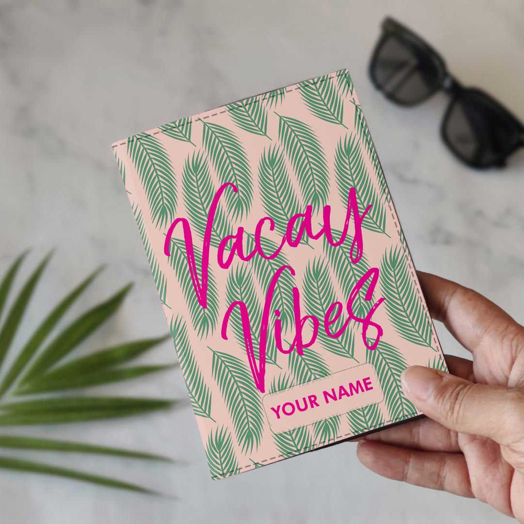 Classy Customized Passport Holder - Vacay Vibes With Leaves