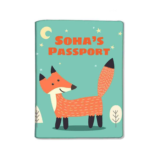 Kids Custom Passport Cover  -Fox and Tree Nutcase