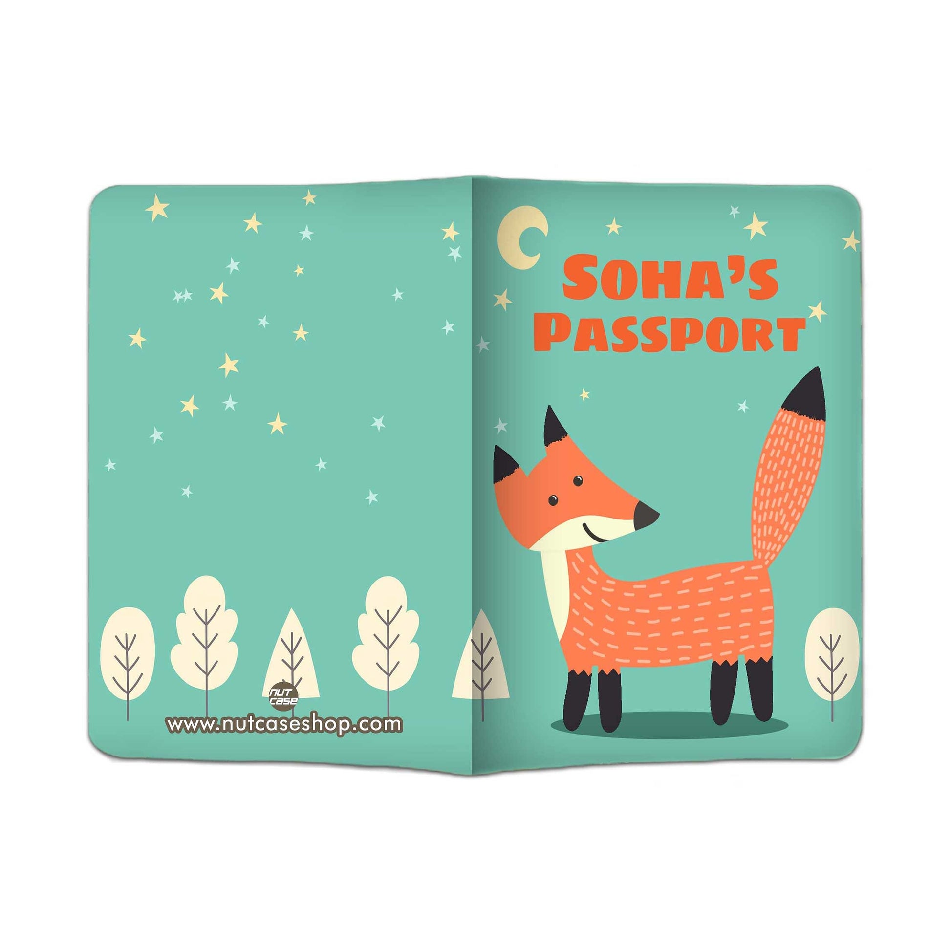 Kids Custom Passport Cover  -Fox and Tree Nutcase