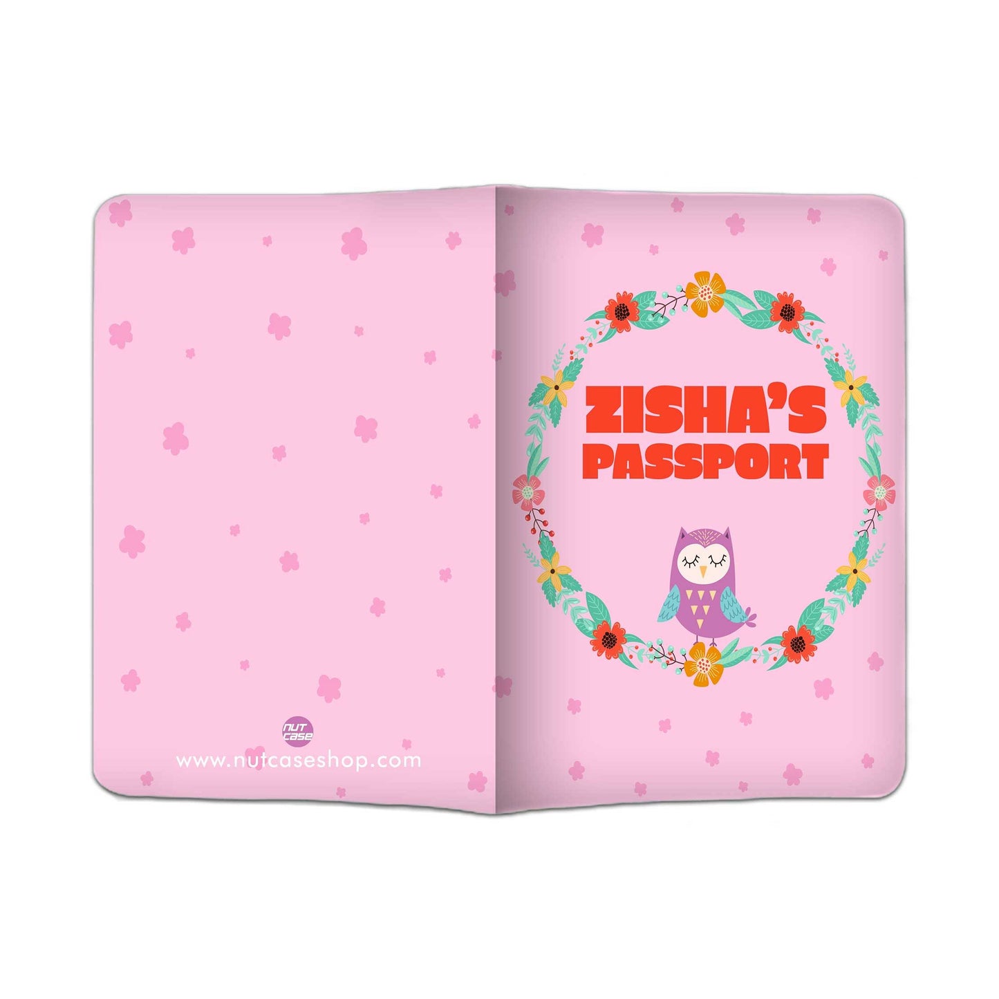 Kids Personalized Passport Cover  -Pink Owl Nutcase