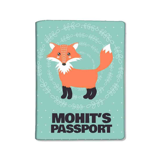 Customized Passport Cover for Him  -Fox Blue Nutcase