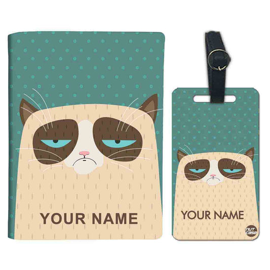 Personalised Passport Cover and Baggage Tag Combo - Funny Cat Nutcase