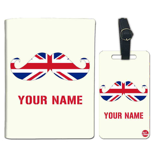 Personalized Passport Cover Luggage Tag Set - Hipster Mustache Nutcase
