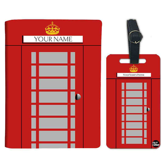 Customized Passport Cover Luggage Tag Set - UK Telephone Booth Nutcase