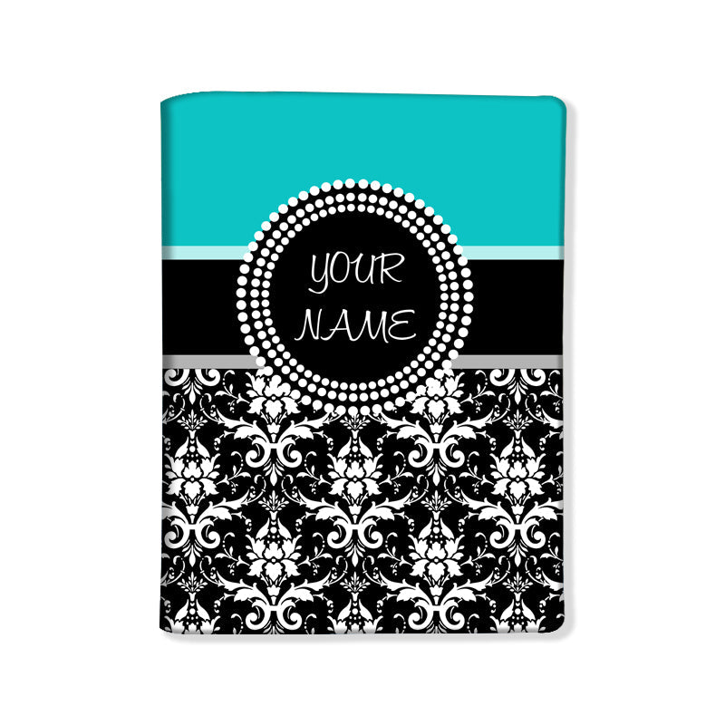 Personalized Passport Cover Travel Luggage Tag - Damask Blue Nutcase