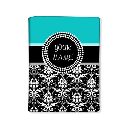 Personalized Passport Cover Travel Luggage Tag - Damask Blue Nutcase