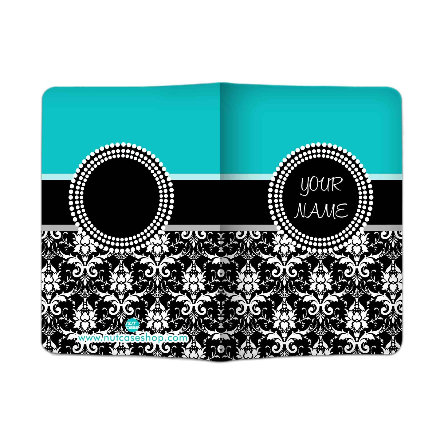 Personalized Passport Cover Travel Luggage Tag - Damask Blue Nutcase